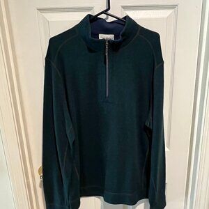 NWT Tommy Bahama Zip Front Pullover, Reversible Dark Green to Navy Blue Large